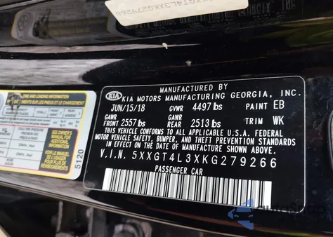 2019 Kia Optima Lx z USA, uszkodzony, nr VIN 5XXGT4L3XKG279266